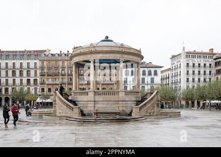 Kiosco de Música, Plaza del Castillo, Pamplona, Baskenland Stockfoto