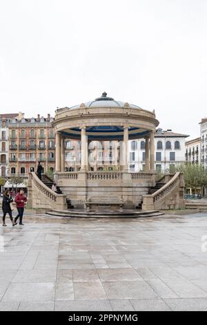 Kiosco de Música, Plaza del Castillo, Pamplona, Baskenland Stockfoto