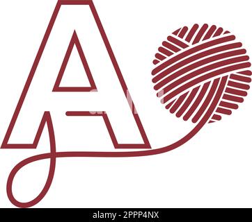 Designanschauung: Buchstabe A und Strähnchen aus Garn Stock Vektor