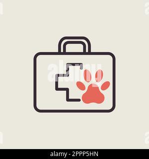 Vektorsymbol für erste-Hilfe-Kit für Haustiere. Schild für das Feld Klinik Stock Vektor