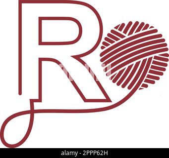 Designanschauung: „R“ und „Strang aus Garn“ Stock Vektor