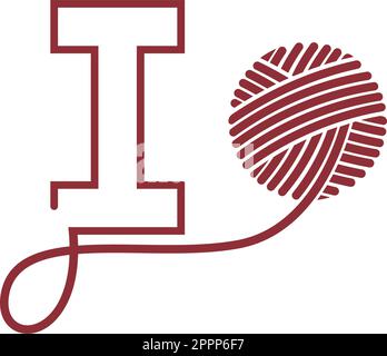 Ikone mit Buchstabe I und Strang aus Garn Stock Vektor