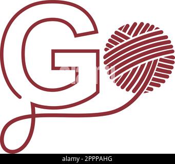 Designanschauung mit Buchstabe G und Strähnchen aus Garn Stock Vektor