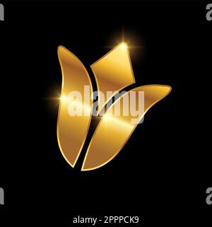 Schild Mit Goldenem Blumenlogo Stock Vektor