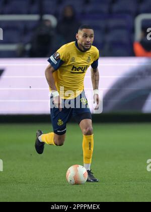 BRÜSSEL - Loic Lapoussin der Royale Union Saint-Gilloise während des Viertelfinalspiels der UEFA Europa League zwischen Union Sint Gillis und Bayer 04 Leverkusen im Lotto Park Stadion am 20. April 2023 in Brüssel, Belgien. AP | niederländische Höhe | GERRIT VON KÖLN Stockfoto