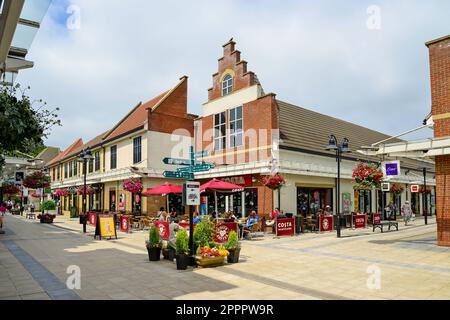 Springfields Outlet-Shopping & Festival Gärten, Camelgate, Spalding, Lincolnshire, England, Vereinigtes Königreich Stockfoto