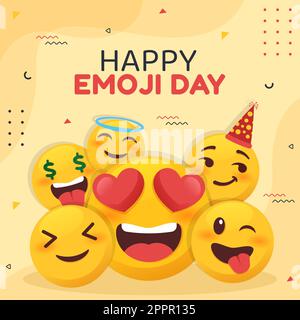 Welt Emoji Tag Social Media Vorlage Flache Cartoon Hintergrund Vektor Illustration Stock Vektor