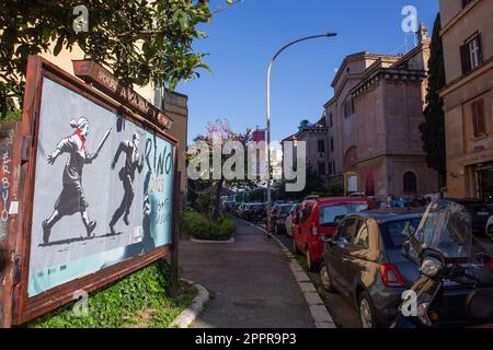 Rom, Italien. 24. April 2023. Wandbild des italienischen Straßenkünstlers Laika im Stadtteil Garbatella von Rom anlässlich des Befreiungstages vom Nazifaschismus (Kreditbild: © Matteo Nardone/Pacific Press via ZUMA Press Wire) NUR REDAKTIONELLE VERWENDUNG! Nicht für den kommerziellen GEBRAUCH! Stockfoto