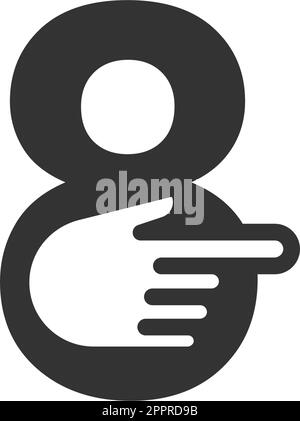 Abbildung: Zahl kombiniert mit einem Hand-Cursor-Symbol Stock Vektor