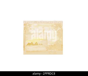 altes Papier mit Pyramiden Gizeh Stock Vektor