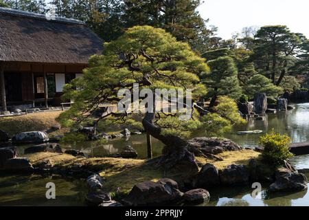 Die Kaiservilla Katsura wurde im 17. Jahrhundert als Fürstentum erbaut und ist eines der besten Beispiele japanischer Architektur und Gartendesign. Stockfoto