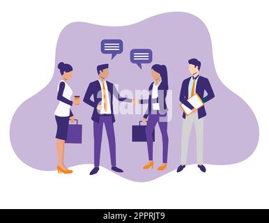 Geschäftsleute, die sich vor dem Treffen im Büro die Hand schütteln Stock Vektor