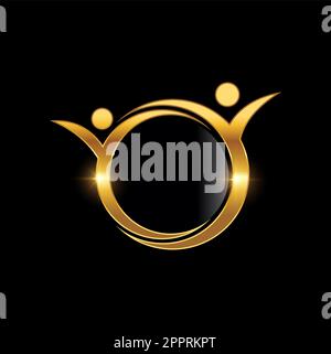 Golden People Circle Logo-Schild Stock Vektor