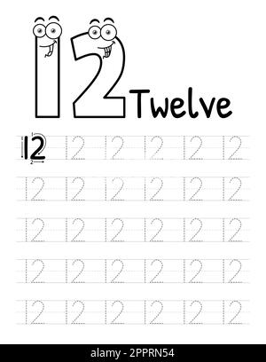 Buchinnenausstattung Für Kinder Mit Nummernverfolgung. Untergeordnete Elemente Schreiben Arbeitsblatt. Premium Vector Elements.-13 Stock Vektor
