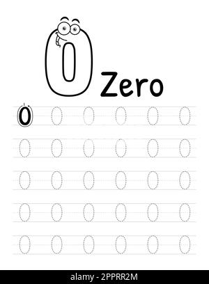 Buchinnenausstattung Für Kinder Mit Nummernverfolgung. Untergeordnete Elemente Schreiben Arbeitsblatt. Hochwertige Vektorelemente 0. Stock Vektor