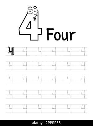 Buchinnenausstattung Für Kinder Mit Nummernverfolgung. Untergeordnete Elemente Schreiben Arbeitsblatt. Premium Vector Elements.-04 Stock Vektor