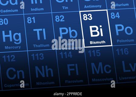 Bismut, Element mit dem Symbol Bi, auf dem Periodensystem Stock Vektor