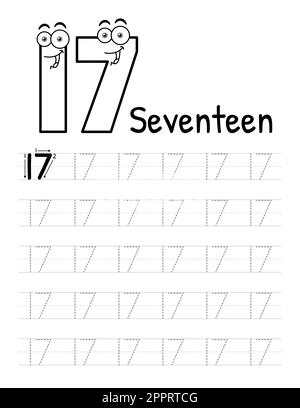 Buchinnenausstattung Für Kinder Mit Nummernverfolgung. Untergeordnete Elemente Schreiben Arbeitsblatt. Premium Vector Elements.-18 Stock Vektor