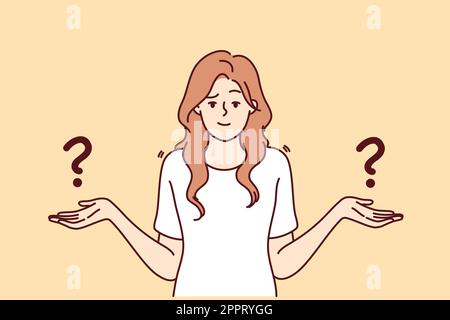 Confused woman feel frustrated making choice Stock Vector