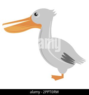 Pelican-Symbol auf weißem Hintergrund isoliert. Exptischer Tropischer Vogel. Stock Vektor