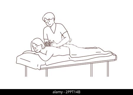 Therapist doing massage to female client Stock Vector