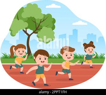 Running Racing Template Handgezeichnete Cartoon flache Illustration Menschen Joggen für Langstreckenlauf Marathon Tournament Sport Stock Vektor