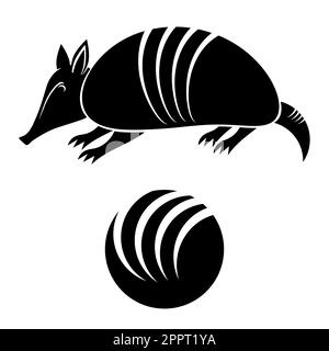 Armadillo Silhouette Symbol isoliert auf weißem Hintergrund. Wildes Tier-Symbol Stock Vektor