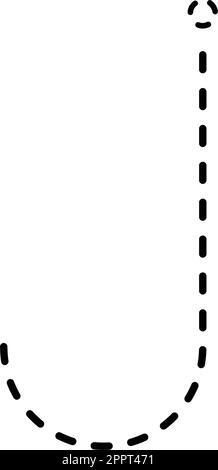 Nachverfolgung Kleinbuchstabe j Vorschreiben gepunktetes Linienelement für Kindergarten-, Vorschul- und Montessori-Schüler Arbeitsblatt für Handschriftübungen. Stock Vektor