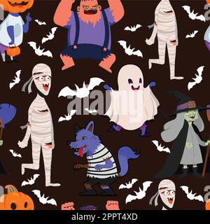 Halloween-Zeichentrickfiguren-Skizze Stock Vektor