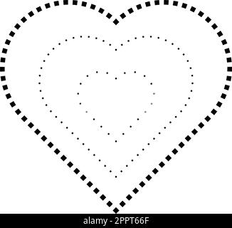 Nachzeichnen von Herzformen-Symbolen, gestrichelten und gepunkteten unterbrochenen Linien für Vorschulkinder, Kindergärten und Montessori-Kinder, die Übungsaktivitäten zum Vorschreiben, Zeichnen und Schneiden in Vektorbildern durchführen Stock Vektor