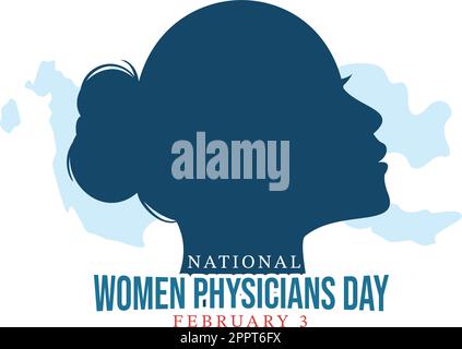 National Women Physicians Day am 3. Februar zur Ehrung landesweiter Ärztinnen in flacher Cartoon Handzeichnung von Vorlagen Illustration Stock Vektor