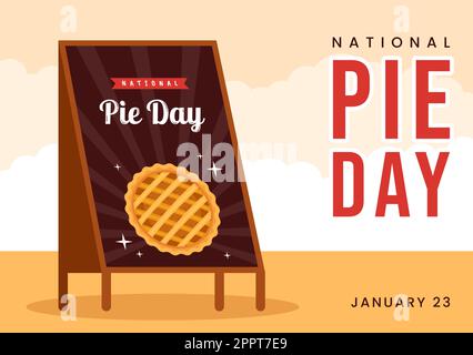 National Pie Day am 23. Januar mit Speisen, bestehend aus Gebäckschalen und verschiedenen Füllungen in einer flachen Cartoon-Illustration mit handgezeichneten Vorlagen Stock Vektor