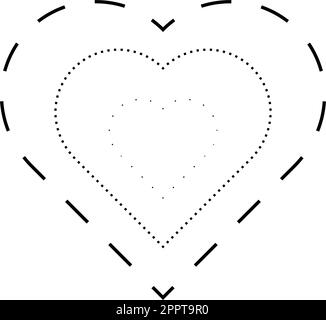 Nachzeichnen von Herzformen-Symbolen, gestrichelten und gepunkteten unterbrochenen Linien für Vorschulkinder, Kindergärten und Montessori-Kinder, die Übungsaktivitäten zum Vorschreiben, Zeichnen und Schneiden in Vektorbildern durchführen Stock Vektor