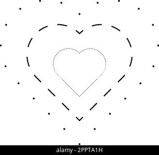 Nachzeichnen von Herzformen-Symbolen, gestrichelten und gepunkteten unterbrochenen Linien für Vorschulkinder, Kindergärten und Montessori-Kinder, die Übungsaktivitäten zum Vorschreiben, Zeichnen und Schneiden in Vektorbildern durchführen Stock Vektor