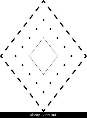 Nachzeichnen von Rhombus-förmigen Symbolen, gestrichelten und gepunkteten unterbrochenen Linienelementen für Vorschulkinder, Kindergärten und Montessori-Kinder beim Vorschreiben, Zeichnen und Schneiden von Übungsaktivitäten in der Vektordarstellung Stock Vektor