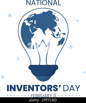 National Inventors Day am 11. Februar feiert Genius Innovation an Honor Creator of Science in Flat Cartoon Hand Drawn Template Illustration Stock Vektor