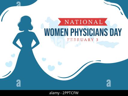 National Women Physicians Day am 3. Februar zur Ehrung landesweiter Ärztinnen in flacher Cartoon Handzeichnung von Vorlagen Illustration Stock Vektor