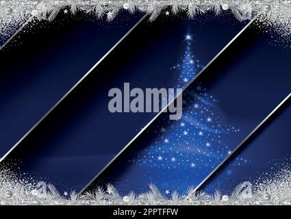 Weihnachtsmotiv mit abstraktem Weihnachtsbaum auf blauem Hintergrund Stock Vektor