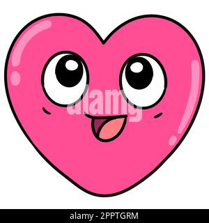 Ich liebe Kawaii-Emoticons mit fröhlichem Gesichtsausdruck, Kawaii koodle. Bild des doodle-Symbols Stock Vektor