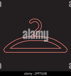 Neonaufhänger Rot Farbvektor Abbildung flacher Bildstil Stock Vektor