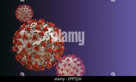 Coronavirus- oder SARS-CoV-2- oder COVID-19-Virus mit Kopierbereich für Text. Stockfoto