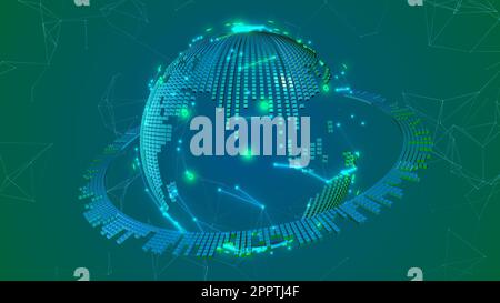 Futuristisch leuchtende Erde, die für Nachrichten oder andere Motion-Graphics-Bilder verwendet werden kann. Stockfoto