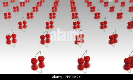 Rote Kirschen auf weißem Hintergrund Stockfoto