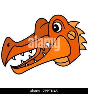 Krokodilkopf Emoticon gruseliges Lächeln, Koodle-Symbol Bild Kawaii Stock Vektor