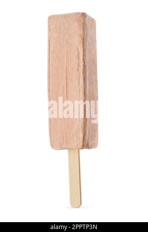 Braunes Schokoladeneis isoliert auf weißem Hintergrund. Stockfoto