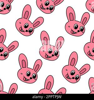 „Happy Hase“-Tiermuster mit Nahtmuster. Wiederholen Sie das Muster im Hintergrund Stock Vektor