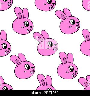 Pinkfarbener, stoßfester Hase mit nahtlosem Muster. Wiederholen Sie das Muster im Hintergrund Stock Vektor