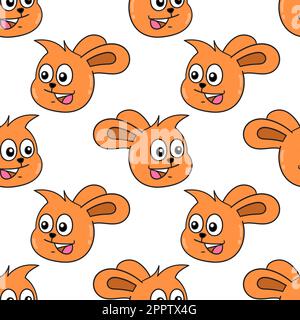 Lächeln Orange Hase Nahtloses Muster Textilmuster. Wiederholen Sie das Muster im Hintergrund Stock Vektor