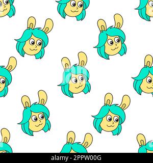 „bunny friend“-Muster aus Textil. Wiederholen Sie das Muster im Hintergrund Stock Vektor