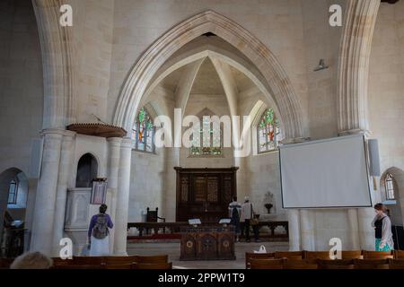 Jerusalem, Israel - 12. November 2022: Der Altar der Christuskirche, eine anglikanische Kirche in der Altstadt von Jerusalem, Israel. Stockfoto